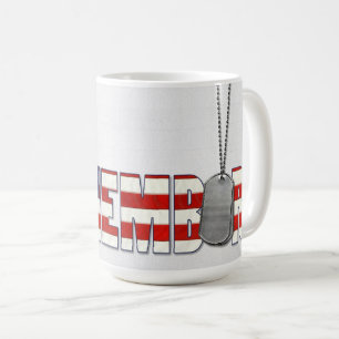militära hundbrickor på amerikansk flagga kaffemugg