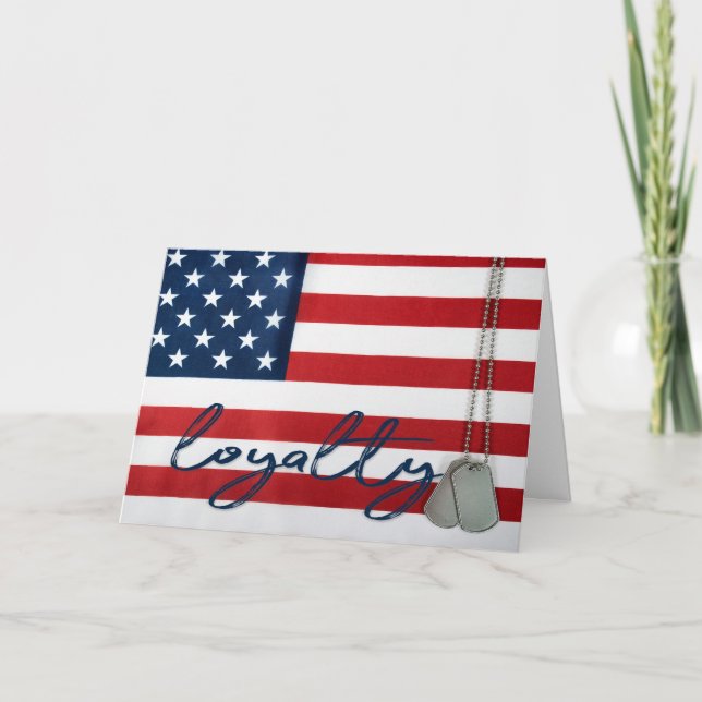 Militära Hundbrickor på amerikansk flagga Kort (Framsida)