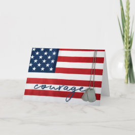Militära Hundbrickor på amerikansk flagga Kort