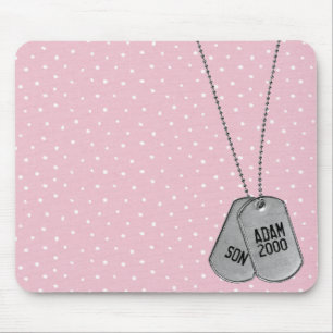 Militära Hundbrickor på Polka dots Mouse Pad Musmatta