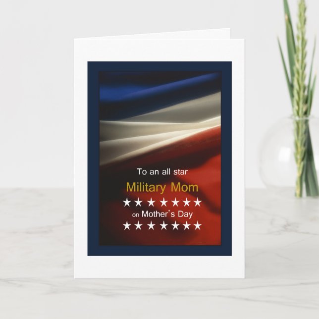 Militära Mamma - Amerikanska Flagga och Dikt Kort (Framsida)