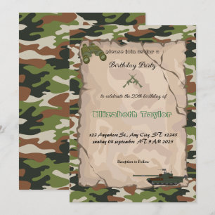 Militära militärfödelsedag för armésoldater inbjudningar