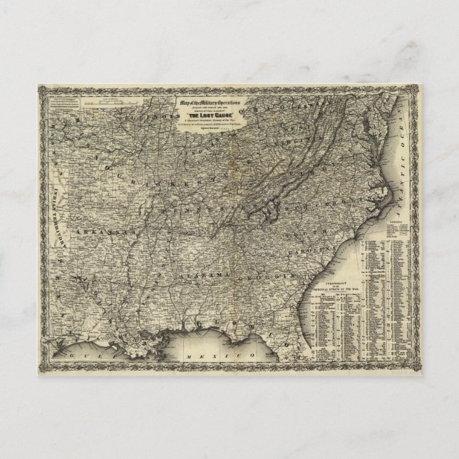 Militära operationer i Krig vid Karta vid Borttapp Vykort (Framsida)