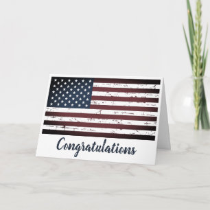 Militära patriotiska amerikanska Flagga Grattisar Kort