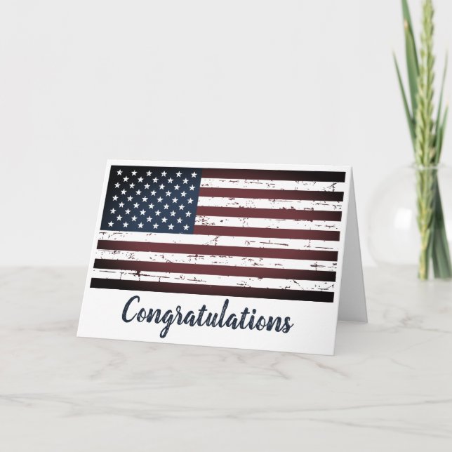 Militära patriotiska amerikanska Flagga Grattisar Kort (Framsida)