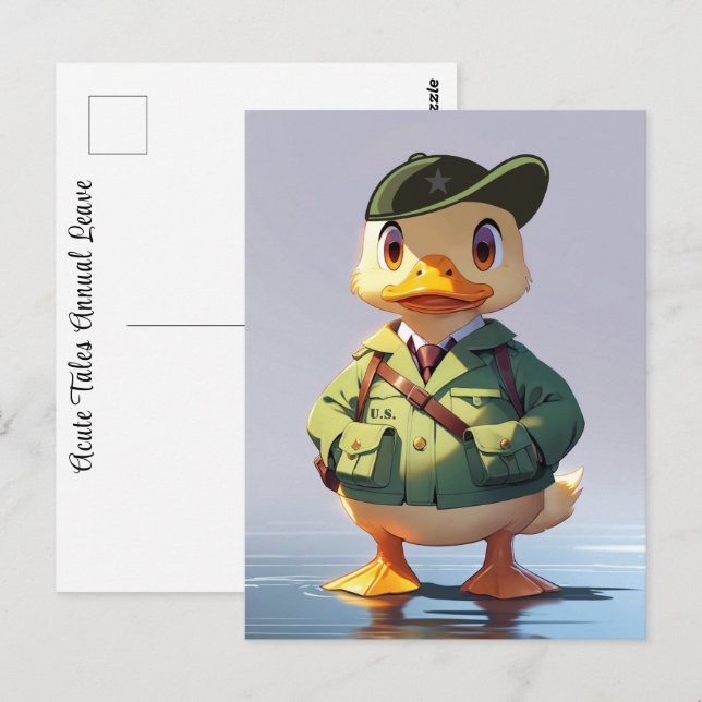 Militära Väpnade Styrkor Årlig Ledighet GI Tecknad Vykort (Fram/baksida)
