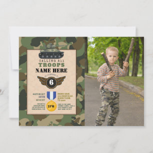 Militärarméns Födelsedagsfest Camo Inbjudningar
