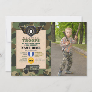 Militärarméns Födelsedagsfest Camo Inbjudningar