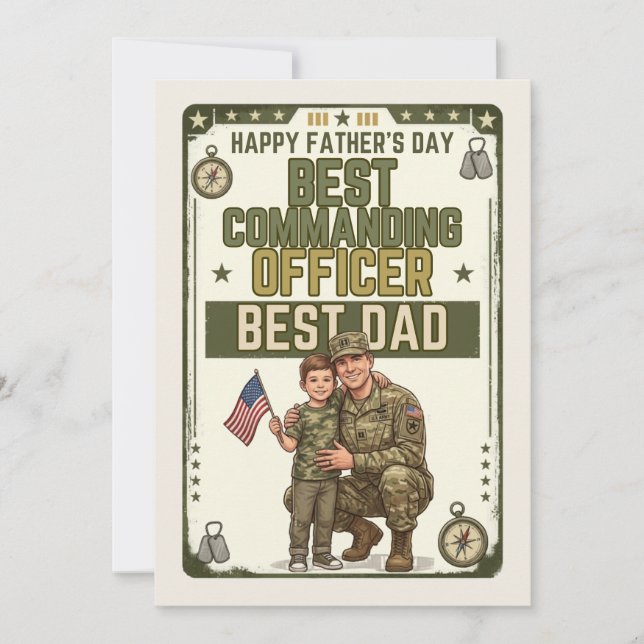 Militärens fadersdag Bästa befälhavare Kort (Framsida)
