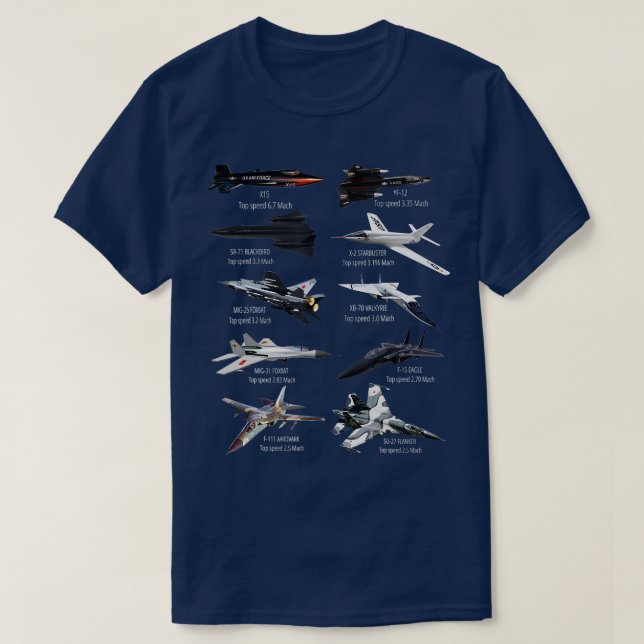 Militärens snabbaste Jet-stridsflygplan Flygplan i T Shirt (Design framsida)