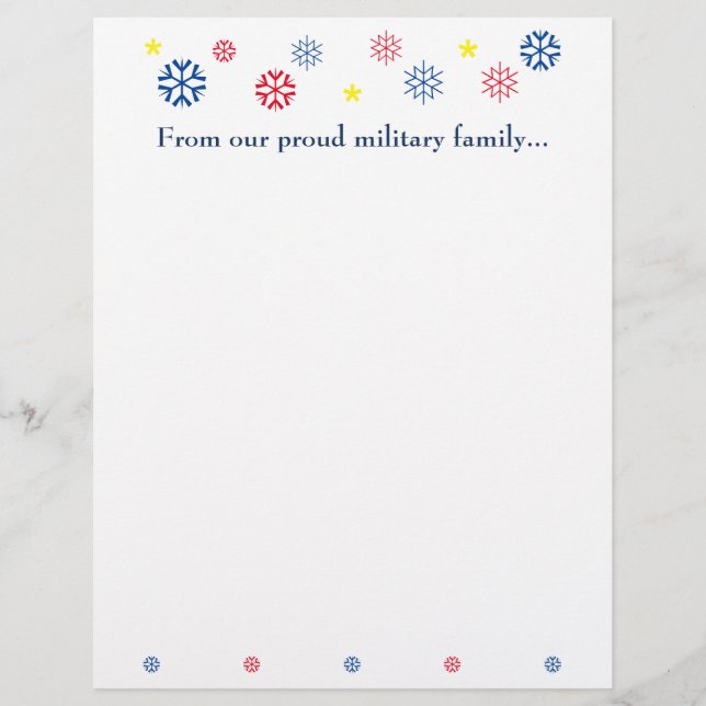 Militärfamiljens jul Snöflingor Blue Brevhuvud (Framsida)