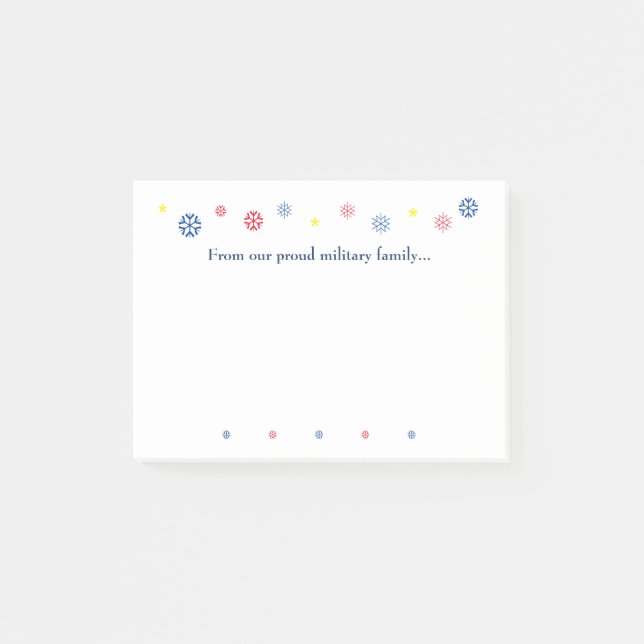 Militärfamiljens juloffert Snöflingor Post-it Block (Framsida)