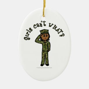 Militärflicka - Mörk Julgransprydnad Keramik