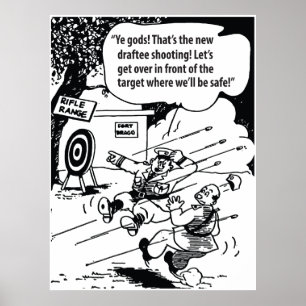 Militärhumor, trygg plats, rolig vintage poster