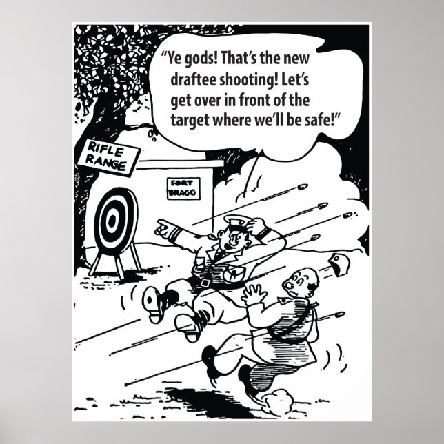 Militärhumor, trygg plats, rolig vintage poster (Framsidan)