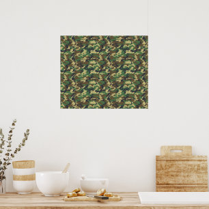 Militärkamouflage Mönster - Grönten Brown Gult Poster