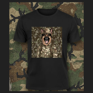 Militärkamouflage tysk schäferhund t shirt