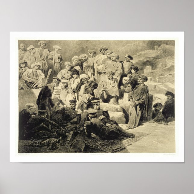 Militärmåltid i Ruins vid Sioukh, Dagestan, tl Poster (Framsidan)