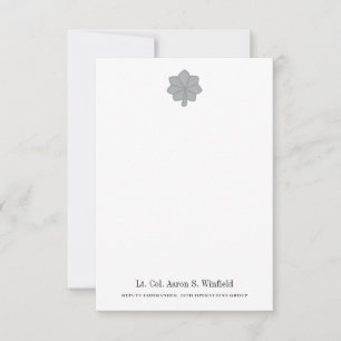 Militäröverste Personal Stationery Tack Kort