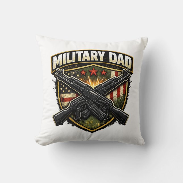 Militärpappadesign med korsade gevär. kudde (Framsida)