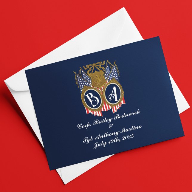 Militärparet Antique-Stil Bröllop Tack Kort (Skapare uppladdad)