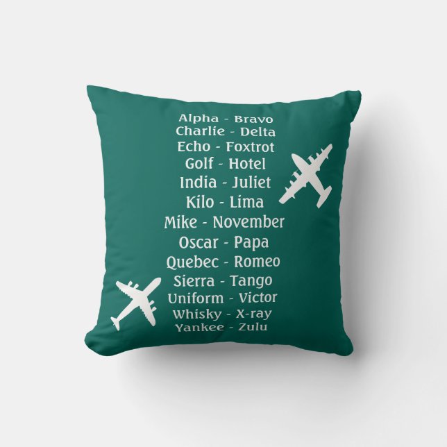 Militärpilot Flygplan Alphabet Flies Lesson Kudde (Framsida)