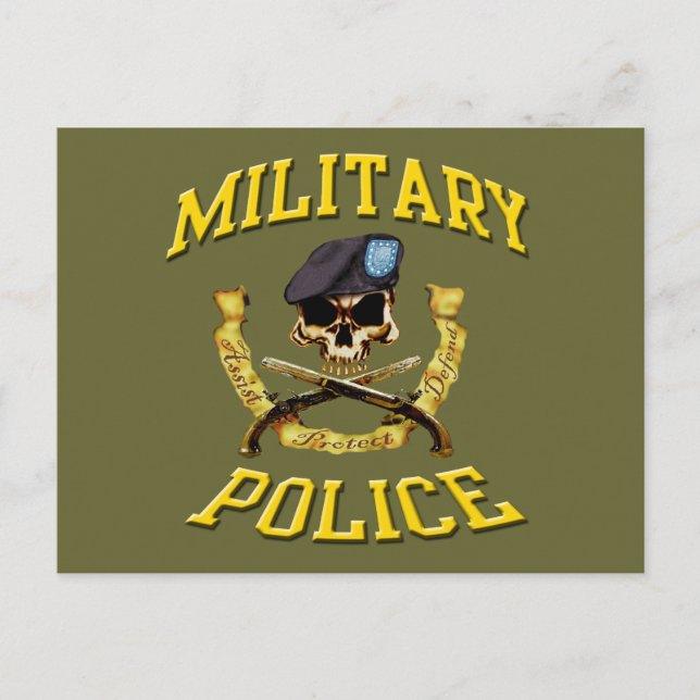 Militärpolisens dödskalle postkort vykort (Framsida)