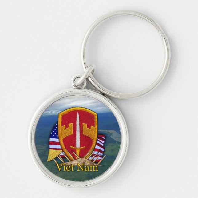 Militärstödskommando Vietnam MACV Rund Silverfärgad Nyckelring (Framsidan)