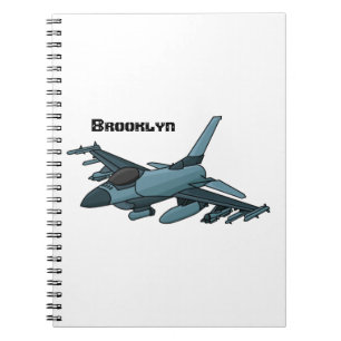 Militärstridsflygplan jet flygplan tecknad anteckningsbok