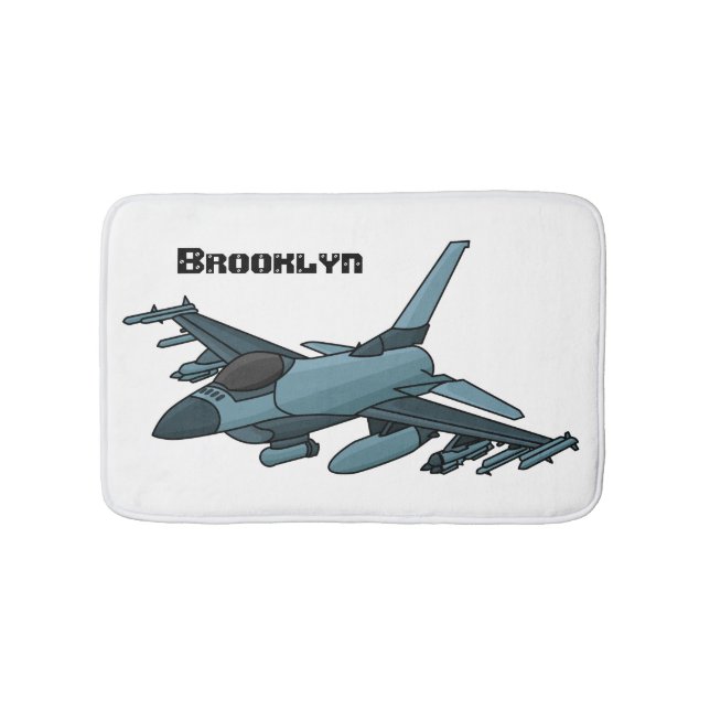 Militärstridsflygplan jet flygplan tecknad badrumsmatta (Framsidan)