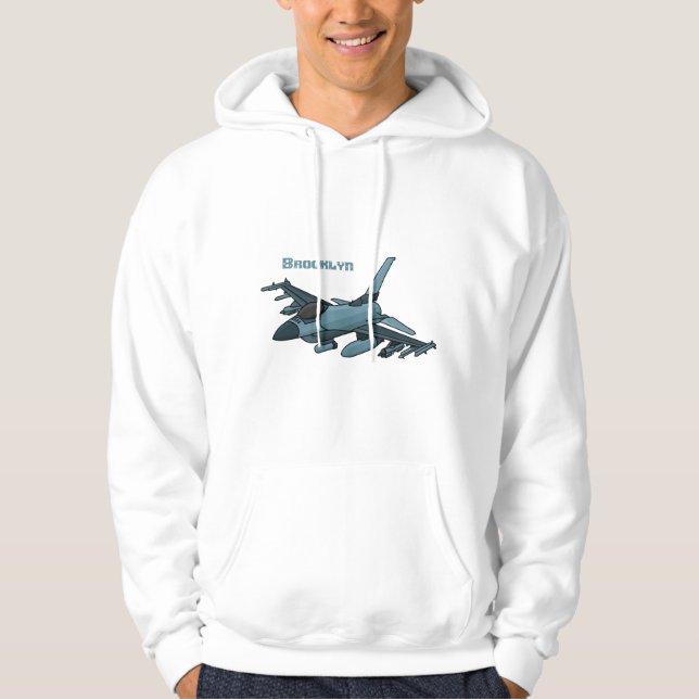 Militärstridsflygplan jet flygplan tecknad hoodie (Framsida)