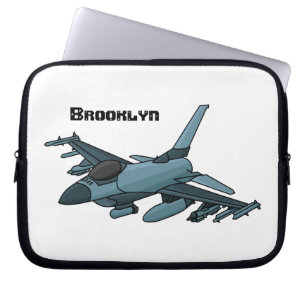 Militärstridsflygplan jet flygplan tecknad laptop fodral