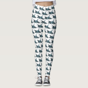 Militärstridsflygplan jet flygplan tecknad leggings