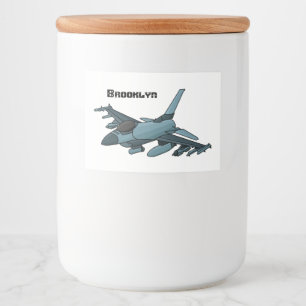 Militärstridsflygplan jet flygplan tecknad mat etiketter