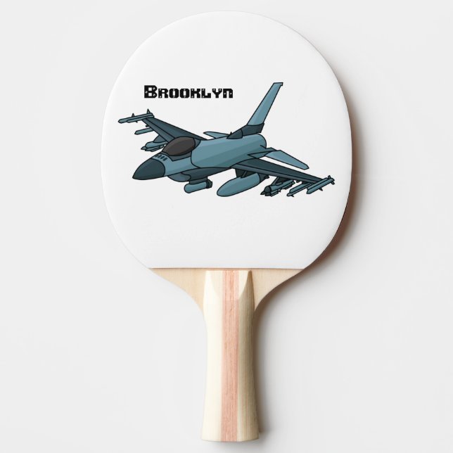 Militärstridsflygplan jet flygplan tecknad pingisracket (Framsidan)