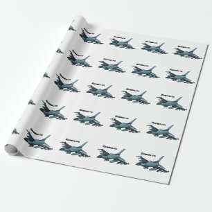 Militärstridsflygplan jet flygplan tecknad presentpapper