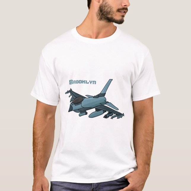 Militärstridsflygplan jet flygplan tecknad t shirt (Framsida)