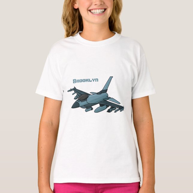 Militärstridsflygplan jet flygplan tecknad t shirt (Framsida)