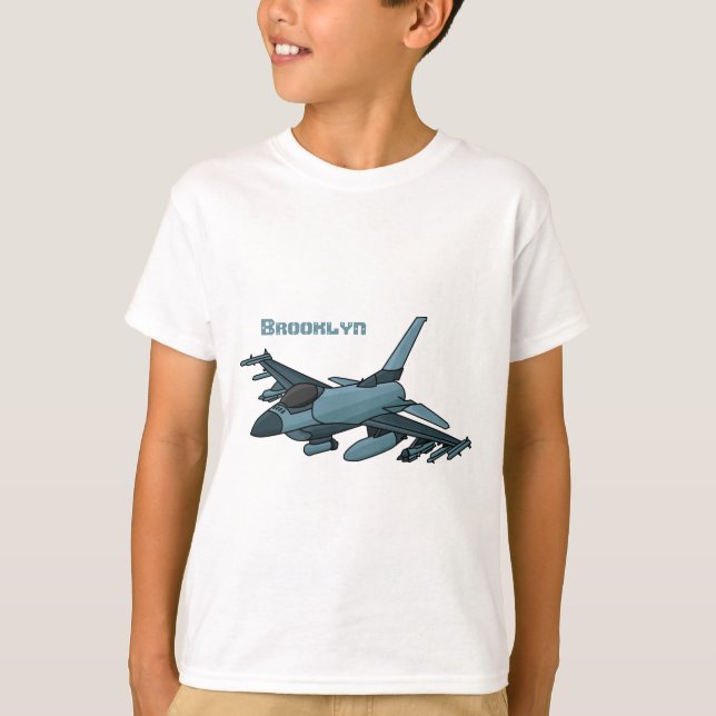 Militärstridsflygplan jet flygplan tecknad t shirt (Framsida)