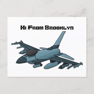 Militärstridsflygplan jet flygplan tecknad vykort