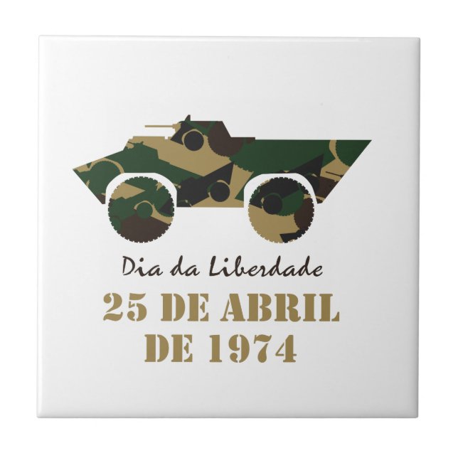 Militärsymbolen fordon av den 25 april Revolution Kakelplatta (Framsidan)