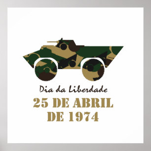 Militärsymbolen fordon av den 25 april Revolution Poster