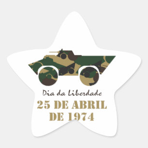 Militärsymbolen fordon av den 25 april Revolution Stjärnformat Klistermärke