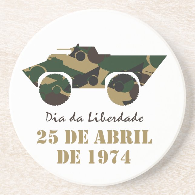 Militärsymbolen fordon av den 25 april Revolution Underlägg Sandsten (Framsidan)