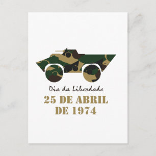 Militärsymbolen fordon av den 25 april Revolution Vykort