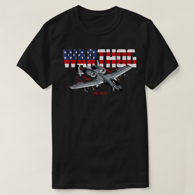 Militärt flygplan A10 Warthog American Flagga  T Shirt (Design framsida)