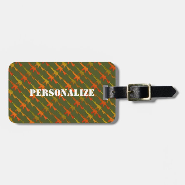 Militärt Gun Camouflage GI Rifle Army Green Bright Bagagebricka (Horisontell Framsida)