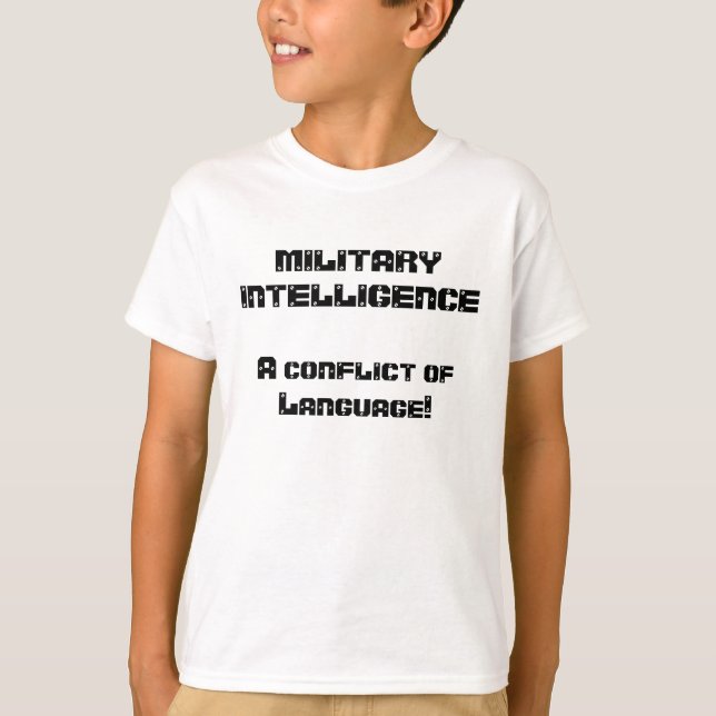 Militärt intelligensskämt t-shirt (Framsida)