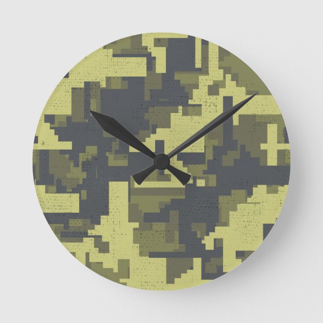 Militärt kamouflage mönster rund klocka (Framsida)