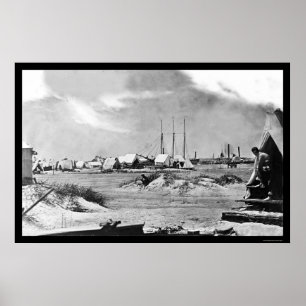Militärt läger på den Morris ön, SC 1863 Poster